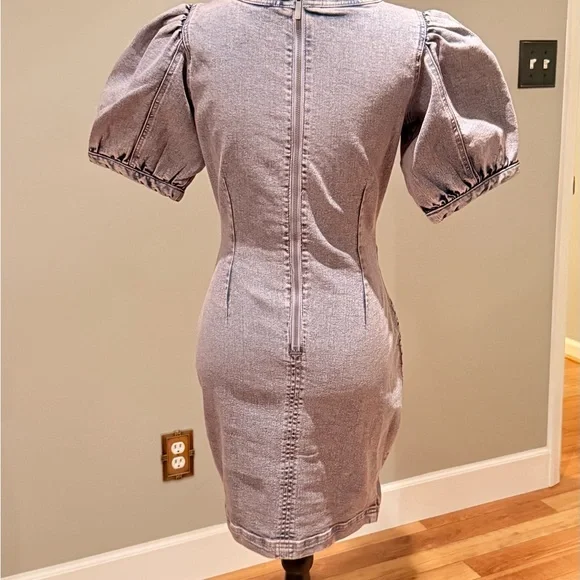 VENUS Denim Blue Puff Sleeve Mini Dress - Picture 3 of 4